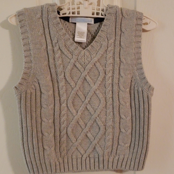 𝅺JANIE and Jack Gray Cable Knit Sweater Vest - Picture 1 of 7